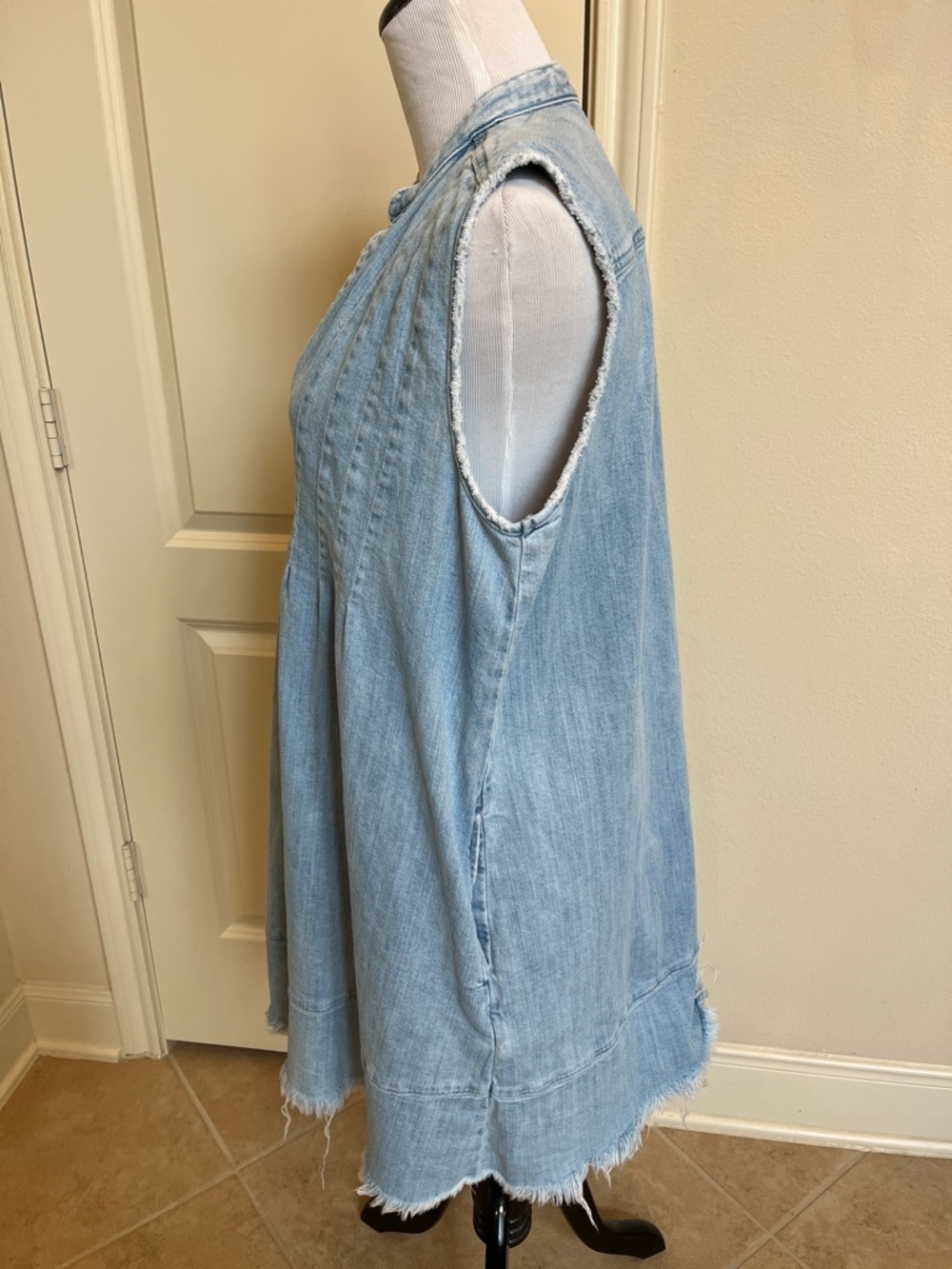 Current/Elliott Light Blue Denim faded Topstitched dress - Picture 2 of 12